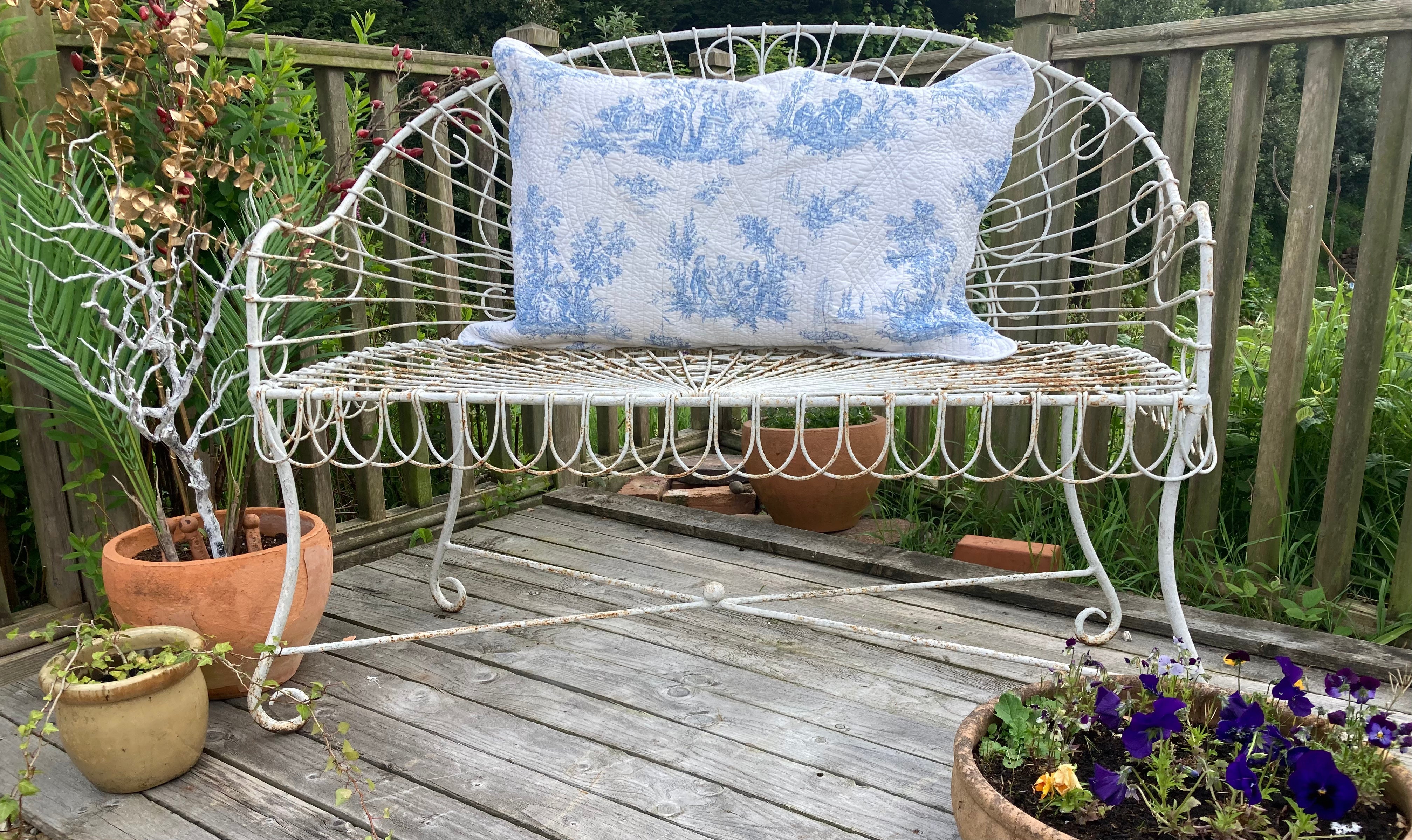 Antique Victorian Iron Wirework Bench Country Chic Cheshire